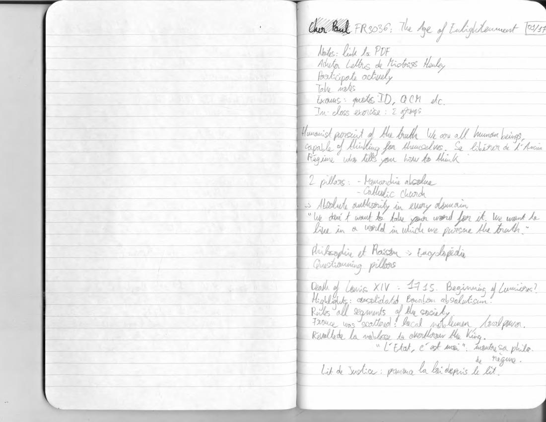 Notes: Lumières, page 1