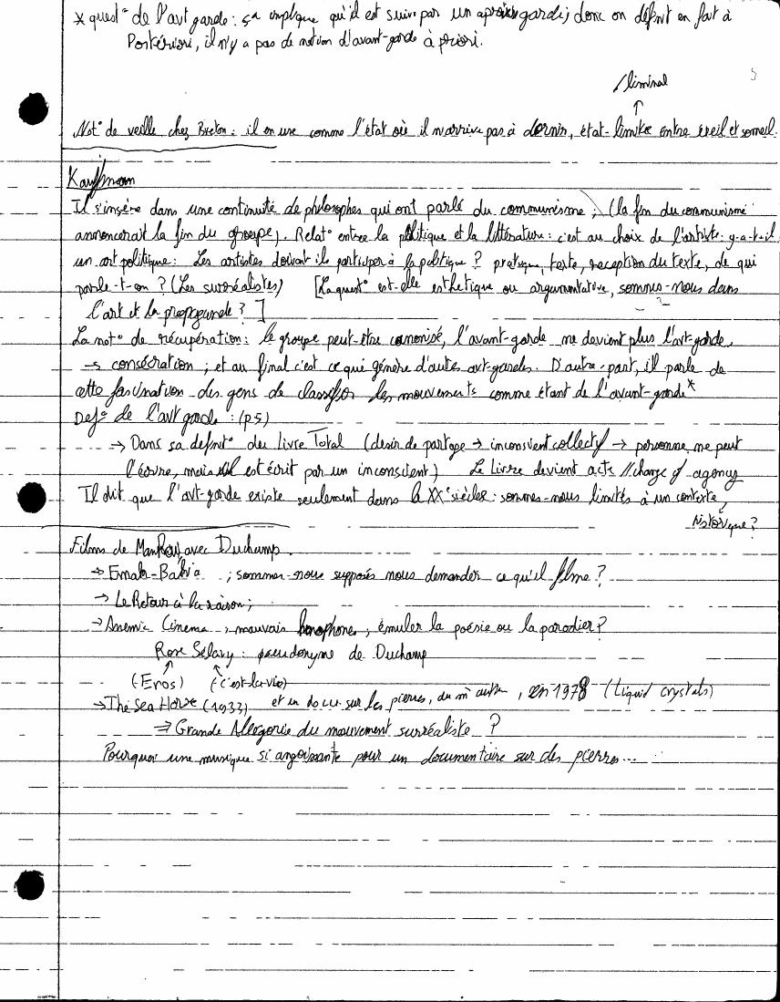 Avant-Garde notes, page 7