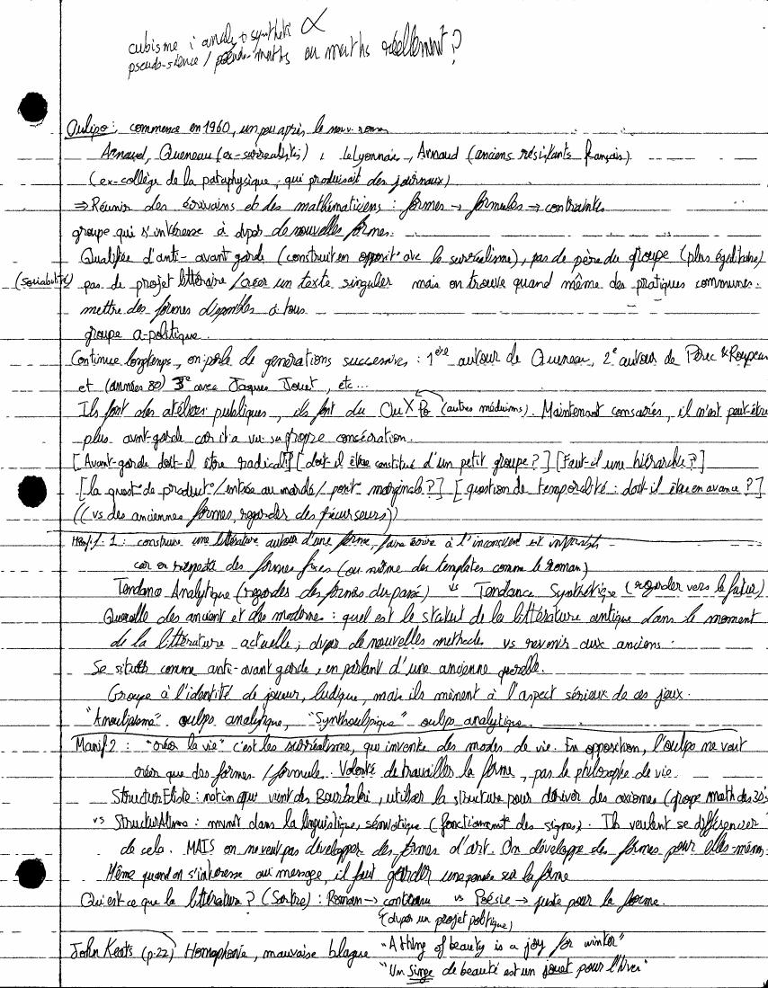 Avant-Garde notes, page 17