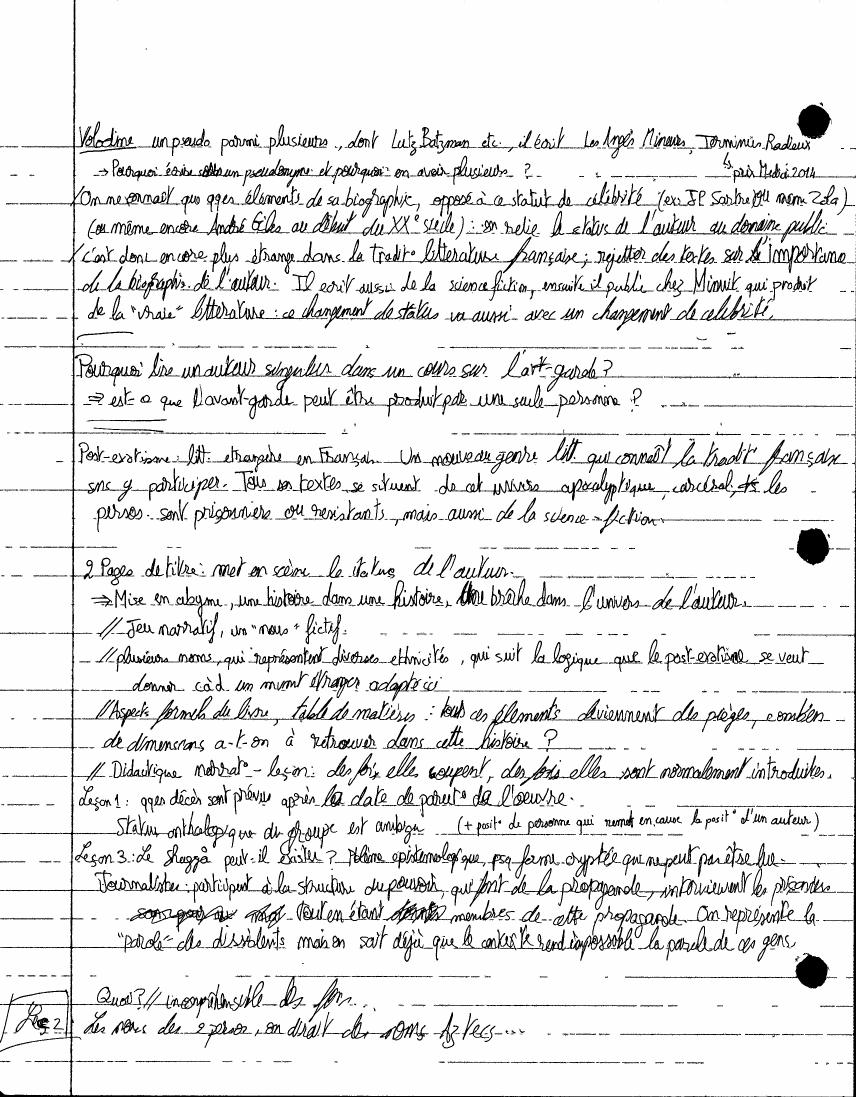 Avant-Garde notes, page 20